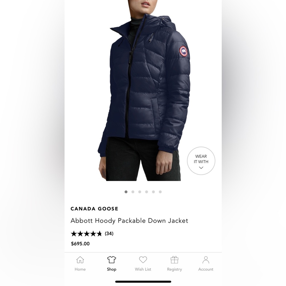 New with Tags Canada Goose Abbott Hoody jacket in navy. Size large.